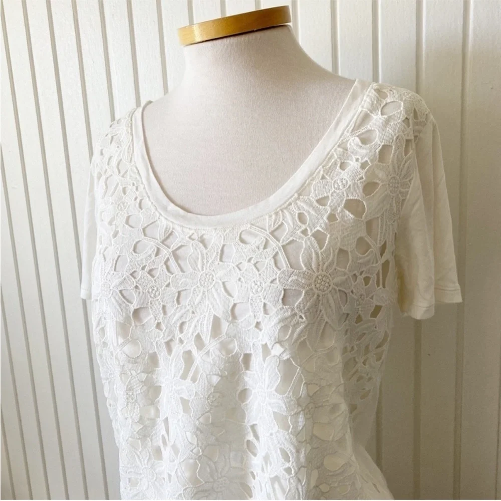 J. Crew White Cream Floral Lace Shirt Top Spring Summer Size Medium